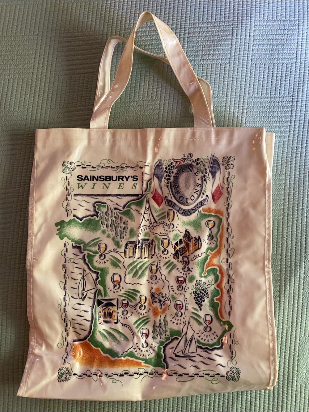 Sainsbury's Wines of France vintage UK shopping tote coated cotton from London